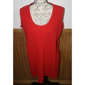 Only Necessities Women's Red Tank Sz L Round Neck Waffle Knit Pullover Summer